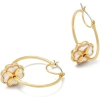 Gold Mother Of Pearl Flower Hoop Earrings - Gold