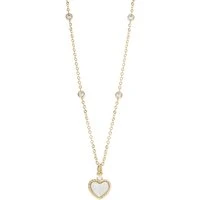 Gold Mother of Pearl Heart Pendant Necklace - Gold