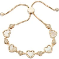 Gold Mother of Pearl Heart Pull Bracelet - Gold