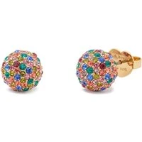 Gold Multi Colour Disco Ball Studs - Gold