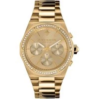 Gold Multi Hexa Champagne Dial Tonal Crystal Watch