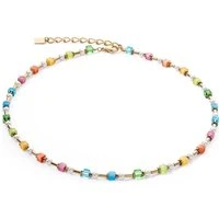 Gold Multicolour Pearl Petite Cubes Necklace - Gold