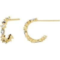 Gold Ombré Blue Crystal Earrings - Gold