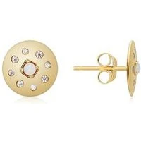 Gold Opal Crystal Disc Earrings - Rose Gold