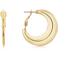 Gold Oval Puff Hoop Earrings - Gold