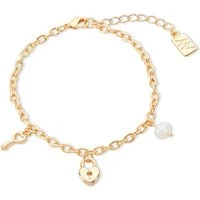 Gold Padlock Heart Bracelet - Gold