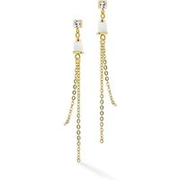 Gold Past White Cube Drop Earrings - Gold