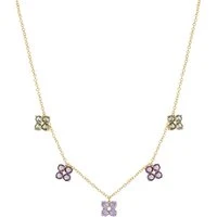 Gold Pastel Floral Necklace - 38cm