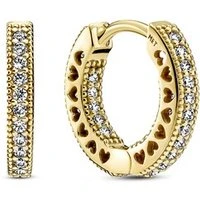 Gold Pave Heart Hoop Earrings