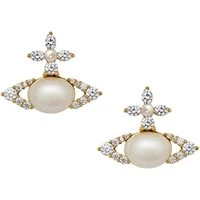 Gold Pearl Ada Stud Earrings - Gold