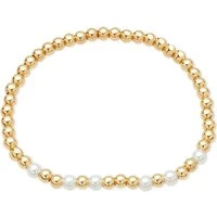 Gold Pearl Beaded Stretch Bracelet - Gold