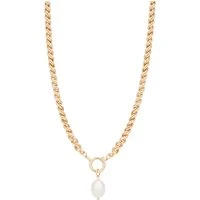 Gold Pearl Charm Necklace