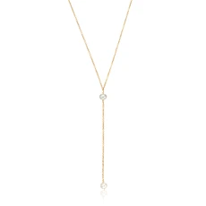 Gold Pearl Lariat Necklace