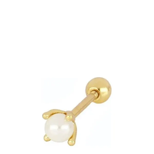 Gold Pearl Stud Earring