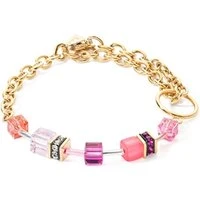 Gold Pink GeoCube Blacelet - Silver