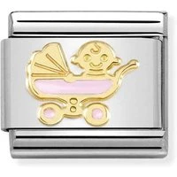 Gold Pink Pram Charm