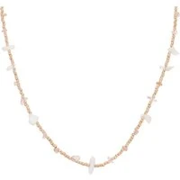 Gold + Pink Stone Necklace - 38cm