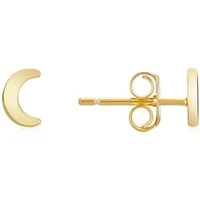 Gold Plain Petite Moon Studs - Gold