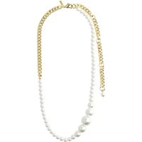 Gold Plated Beat Pearl Necklace - Gold