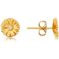 Gold Plated Crystal Flower Studs - Gold