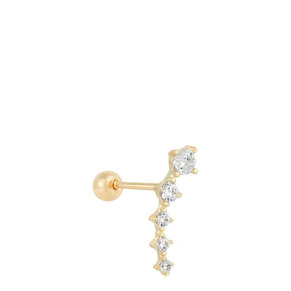 Gold Plated Curved Diamante Swarovski Crystal Earrings - Silver