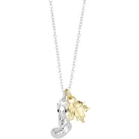 Gold Plated Mix Fox Leaf Necklace - Silver