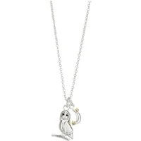 Gold Plated Mix Owl Moon Necklace - Silver