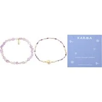 Gold Purple Shell Bracelets Set - Gold