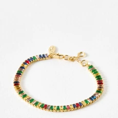 Gold Quinn Multi Baguette Stone Chain Bracelet