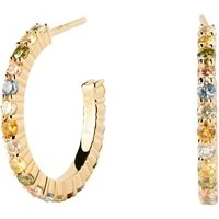 Gold Rainbow Crystal Hoops - Gold