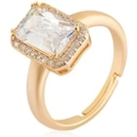 Gold Rectangular Crystal Adjustable Ring - Adjustable