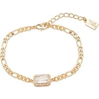 Gold Rectangular Crystal Chain Bracelet - 18cm