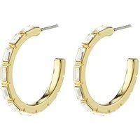 Gold Rue Baguette Crystal Hoops - Gold