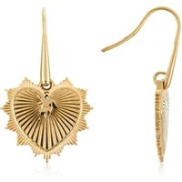 Gold Sacred Heart Medallion Earrings - Gold