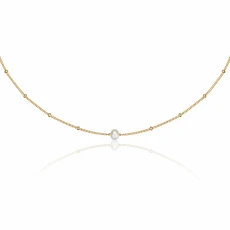 Gold Satellite Single Pearl Choker