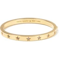 Gold Set In Stone Star Bangle Bracelet - Silver