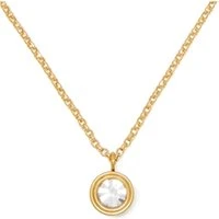 Gold Single Set In Stone Crystal Necklace - Gold