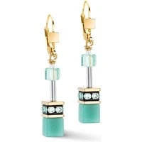 Gold Soft Green Cubes Earrings - Gold