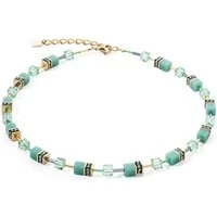 Gold Soft Green Cubes Necklace