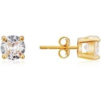 Gold Solitaire Stud Earrings - Gold