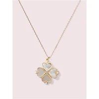 Gold Spade Motther of Pearl Flower Pendant Necklace