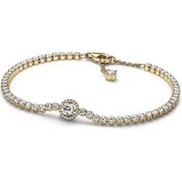 Gold Sparkling Halo Tennis Bracelet - 18cm