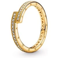 Gold Sparkling Overlapping Ring - 52