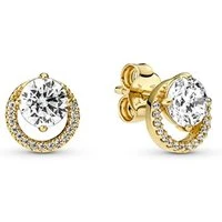 Gold Sparkling Round Halo Earrings