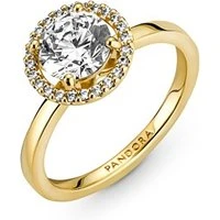 Gold Sparkling Round Halo Ring - 56  Ring