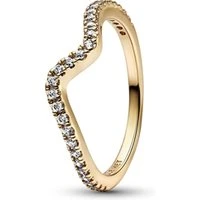 Gold Sparkling Wave Ring - 52