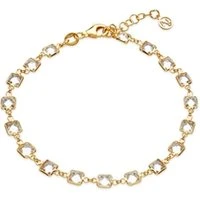 Gold Square Solitaire Link Bracelet - Gold