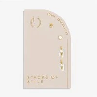 Gold Stacks of Style Pearl Earring Set - Gold