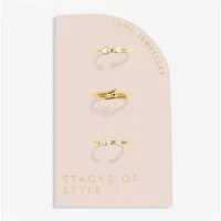 Gold Stacks of Style Pearl Set of 3 Rings - Gold