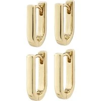 Gold Stay Gradual Link Hoop Earrings 2 in 1 Set - Gold